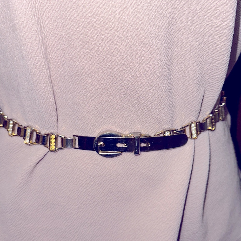 Vintage Gold Belt with White and Yellow rhinestones